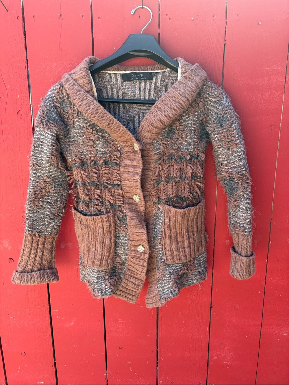 Kristina Ti textured brown marbled sweater